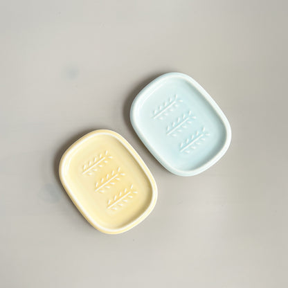 Miyama Crust Sauce Soap Dish Rectangle 11.5cm - Yellow / Blue