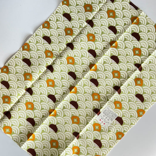 HAMAMONYO Tenugui Handkerchief 34x43cm - Wave Persimmon Chestnut