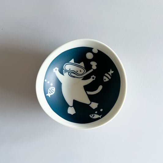 Night Cat Small Bowl 13cm - Diving