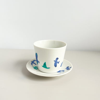 HAREKUTANI Tea Cup & Saucer - Blue Bird