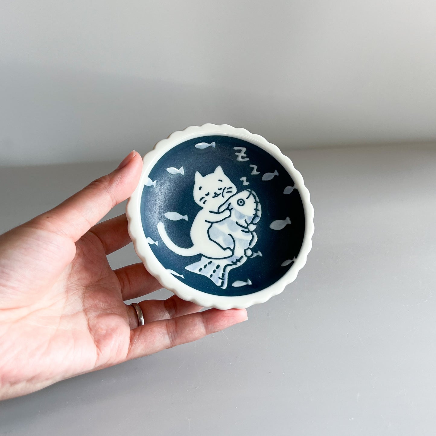 Night Cat Small Dish Plate 10cm - Fishes Dream