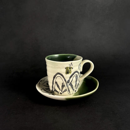 TAKUMI Oribe Painting Cup and Saucer