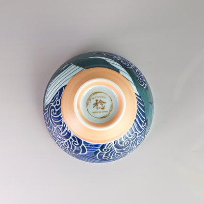 Small Teacup Rice Bowl 12cm - Shiranami Whale