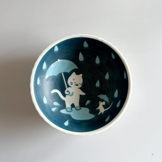 Night Cat Bowl 16cm - Rainy Day