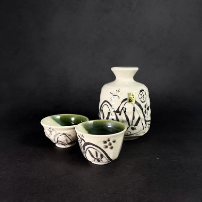 TAKUMI Oribe Painting Sake Set (3pcs)