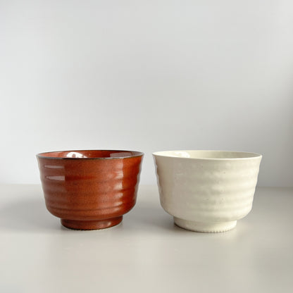 Kiln Woven Chazuke Tea Matcha Bowl 12cm - Red / White