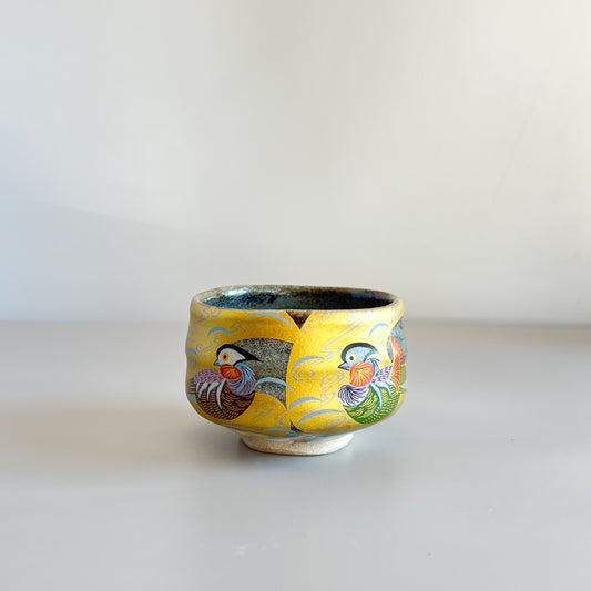 Kutani Ware Japanese Matcha Bowl - Golden Duck