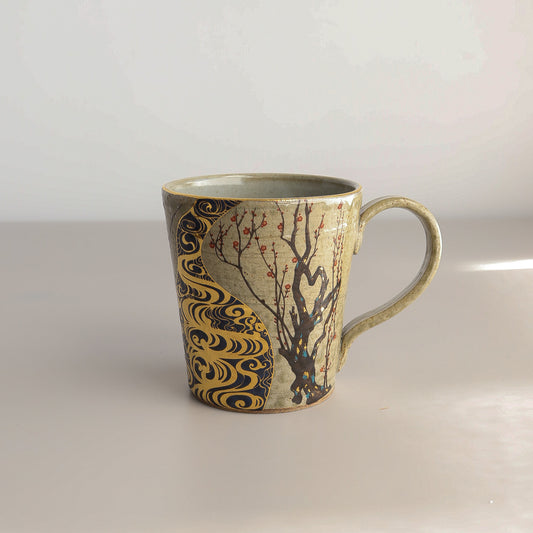 Kutani Ware Japanese Mug Cup - Korin Plum