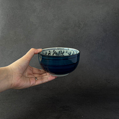 Blue White Arabesque Rice Noodle Donburi Bowl - 13cm / 15cm