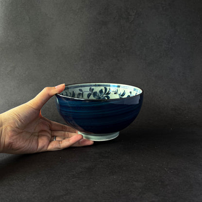 Blue White Arabesque Rice Noodle Donburi Bowl - 13cm / 15cm