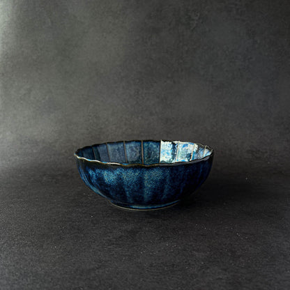 Flat Bowl 17cm - Navy Chrysanthemum