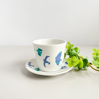 HAREKUTANI Tea Cup & Saucer - Blue Bird