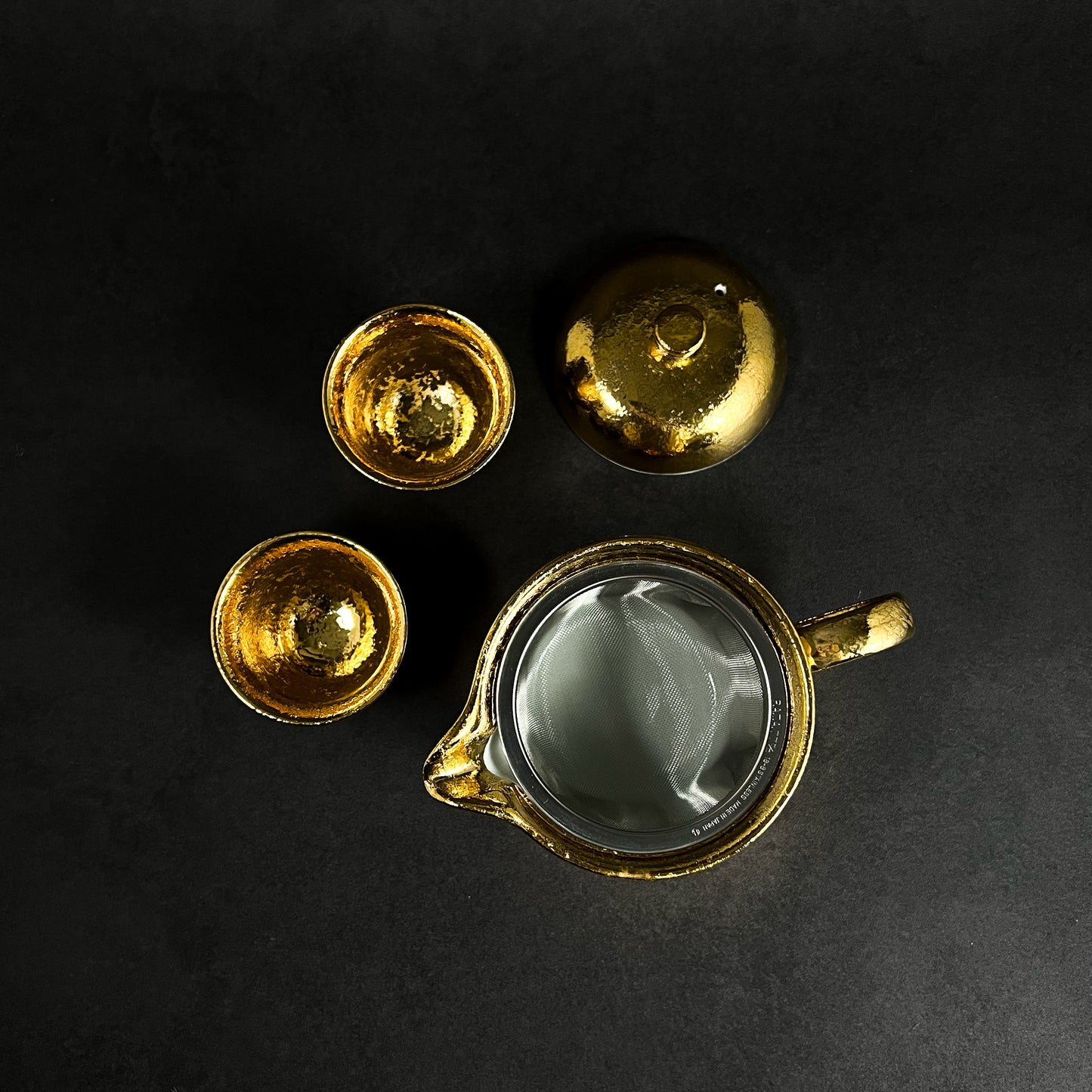 Hasami Ware Handmade Teapot and Teacups Set - Gold Glazed