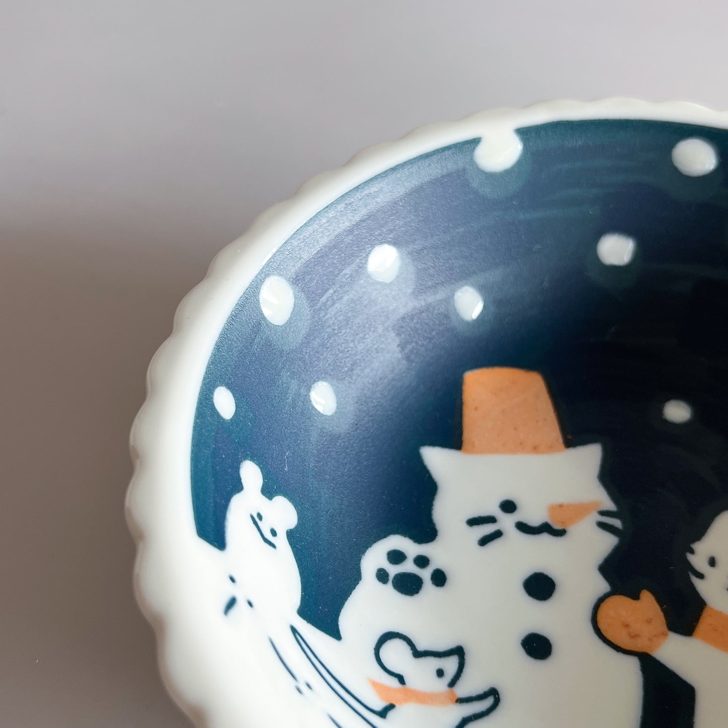 Night Cat Side Dish Bowl 14cm - Snowman