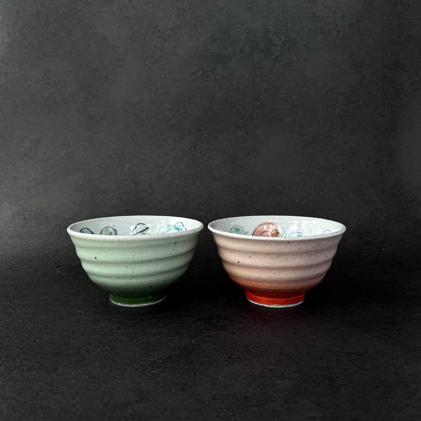 Rose Porcelain Small Rice Bowl 12cm - Red / Green