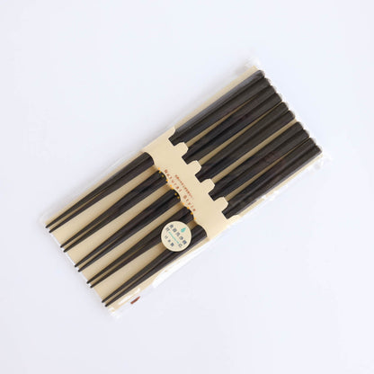 Heat-resistant Hexagonal Chopsticks 22.5cm - Black (5pairs)