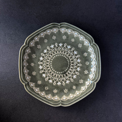 LA DENTELLE Dinner Plate 24cm - Green / Grey / Brown / White