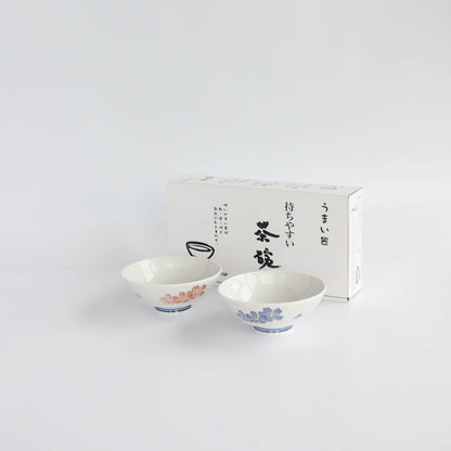 Easy-to-hold Tea Bowls (Pair)- Yoshino Cherry Blossoms