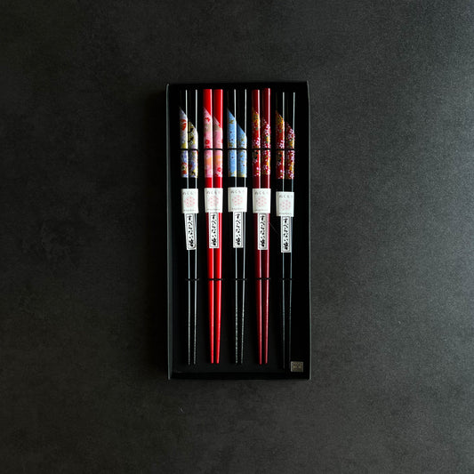 TANAKA HASHITEN Chopsticks 22.5cm Set - Cherry Blossom Sakura (5 pairs)